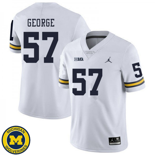 Men University of Michigan #57 Joey George White Replica Stitch Jersey